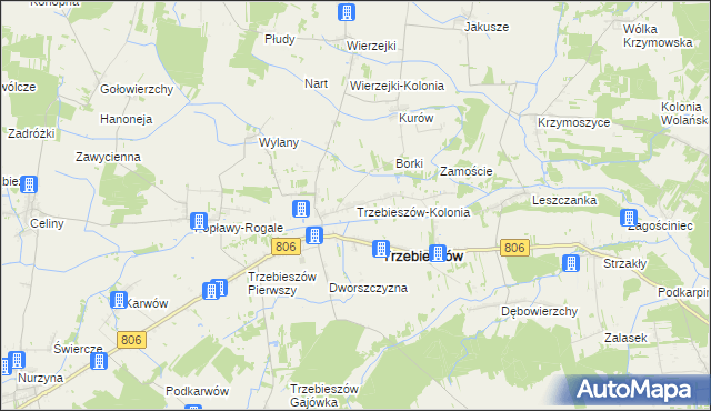 mapa Trzebieszów-Kolonia, Trzebieszów-Kolonia na mapie Targeo