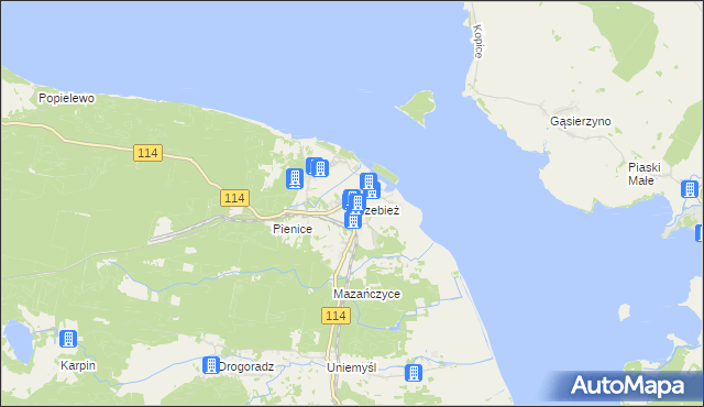 mapa Trzebież, Trzebież na mapie Targeo