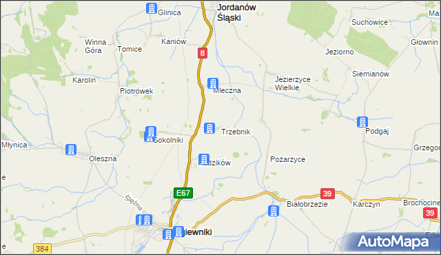 mapa Trzebnik, Trzebnik na mapie Targeo