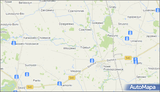 mapa Trzebuń gmina Stara Biała, Trzebuń gmina Stara Biała na mapie Targeo