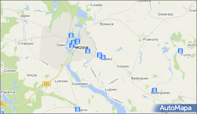 mapa Trzęsacz gmina Pełczyce, Trzęsacz gmina Pełczyce na mapie Targeo