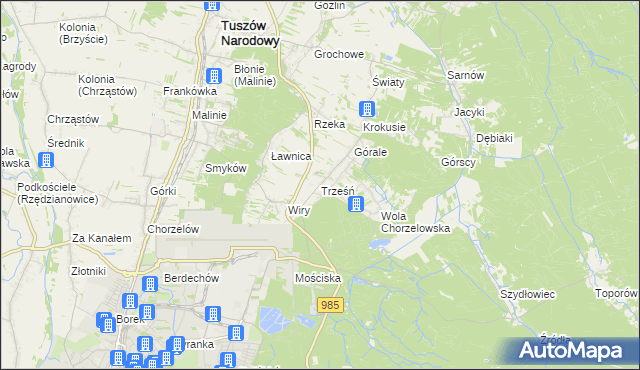 mapa Trześń gmina Mielec, Trześń gmina Mielec na mapie Targeo