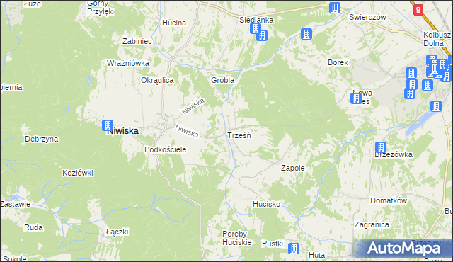 mapa Trześń gmina Niwiska, Trześń gmina Niwiska na mapie Targeo