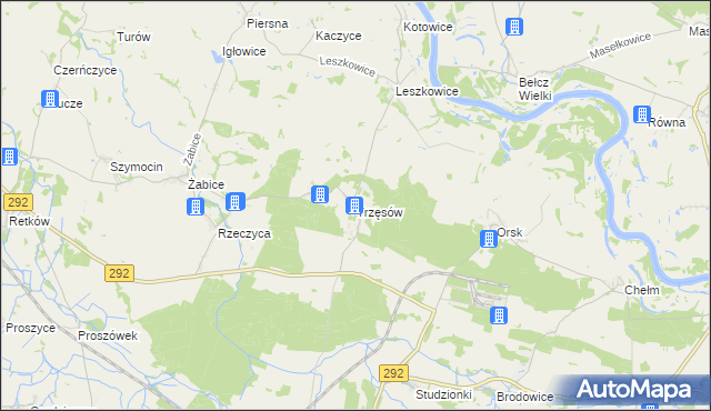 mapa Trzęsów gmina Grębocice, Trzęsów gmina Grębocice na mapie Targeo