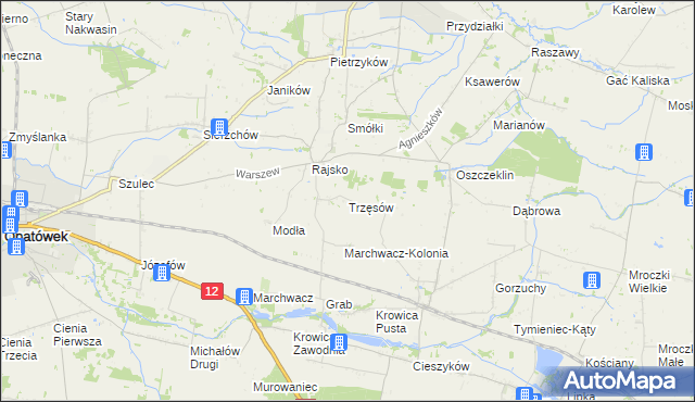 mapa Trzęsów gmina Szczytniki, Trzęsów gmina Szczytniki na mapie Targeo