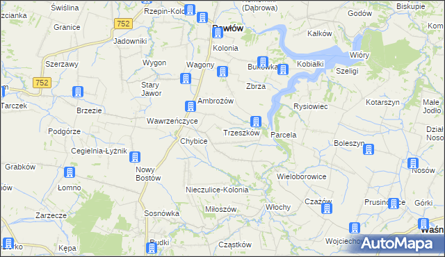 mapa Trzeszków, Trzeszków na mapie Targeo