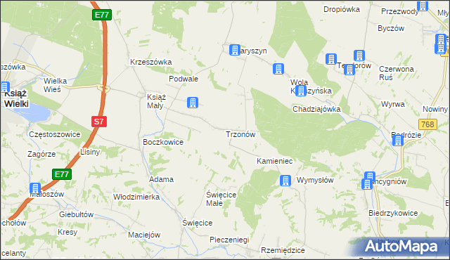 mapa Trzonów, Trzonów na mapie Targeo