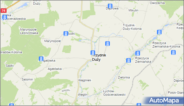 mapa Trzydnik Duży, Trzydnik Duży na mapie Targeo