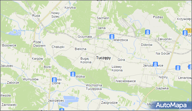 mapa Tuczępy powiat buski, Tuczępy powiat buski na mapie Targeo