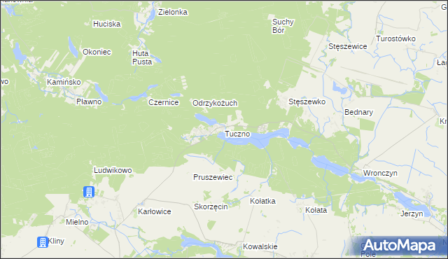 mapa Tuczno gmina Pobiedziska, Tuczno gmina Pobiedziska na mapie Targeo