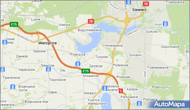 mapa Tuliszów, Tuliszów na mapie Targeo