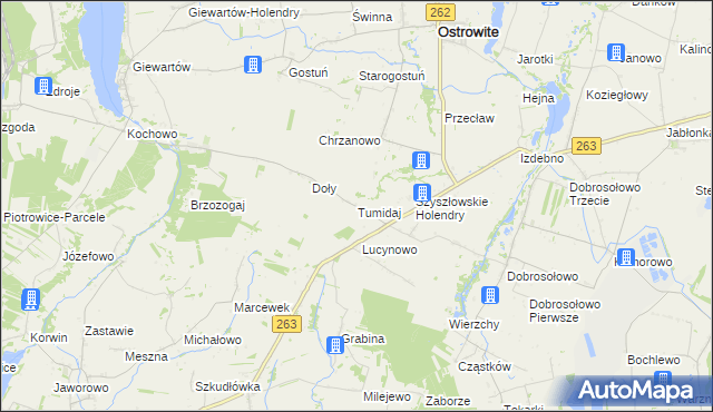 mapa Tumidaj gmina Ostrowite, Tumidaj gmina Ostrowite na mapie Targeo