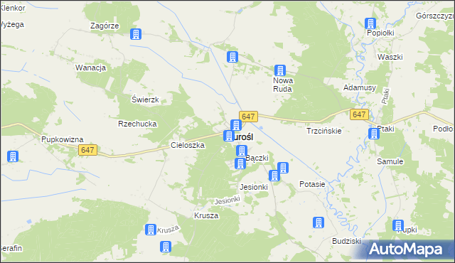 mapa Turośl powiat kolneński, Turośl powiat kolneński na mapie Targeo