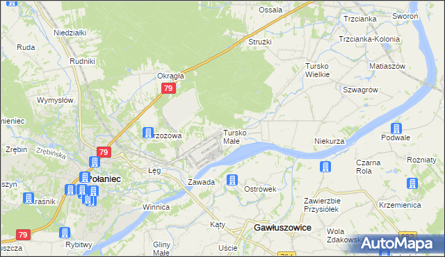 mapa Tursko Małe, Tursko Małe na mapie Targeo