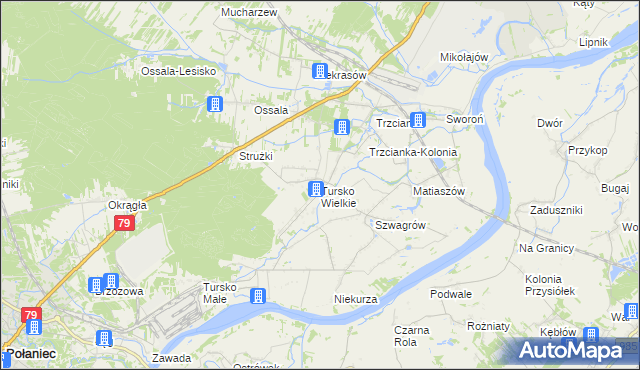 mapa Tursko Wielkie, Tursko Wielkie na mapie Targeo