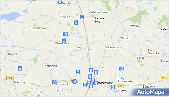 mapa Turza gmina Damasławek, Turza gmina Damasławek na mapie Targeo