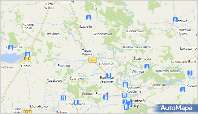 mapa Turza Mała gmina Brudzeń Duży, Turza Mała gmina Brudzeń Duży na mapie Targeo