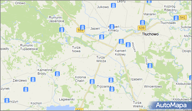 mapa Turza Wilcza, Turza Wilcza na mapie Targeo