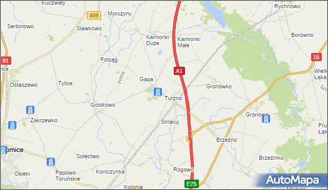 mapa Turzno gmina Łysomice, Turzno gmina Łysomice na mapie Targeo