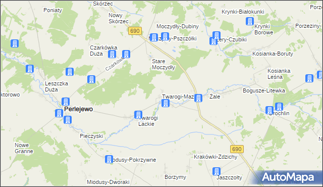 mapa Twarogi-Mazury, Twarogi-Mazury na mapie Targeo