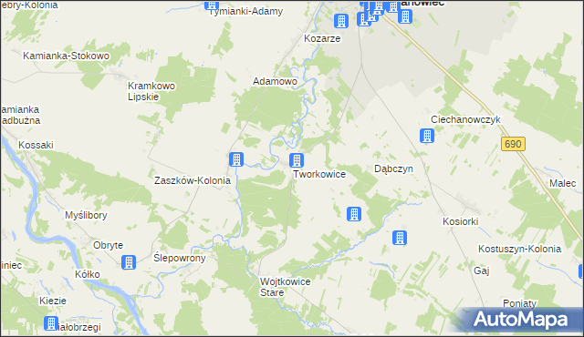 mapa Tworkowice, Tworkowice na mapie Targeo