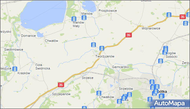 mapa Tworzyjanów, Tworzyjanów na mapie Targeo