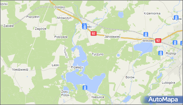 mapa Tyczyno, Tyczyno na mapie Targeo