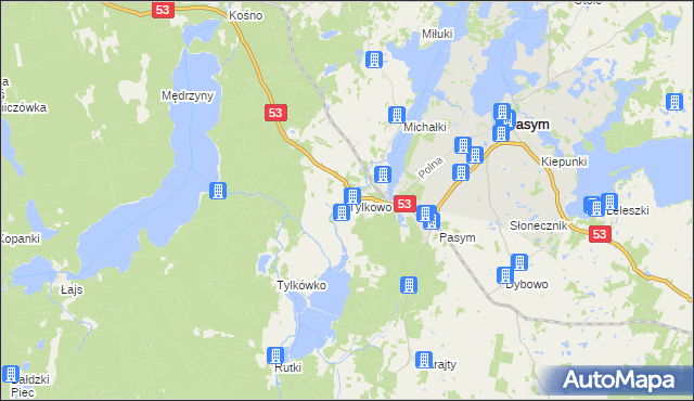 mapa Tylkowo, Tylkowo na mapie Targeo