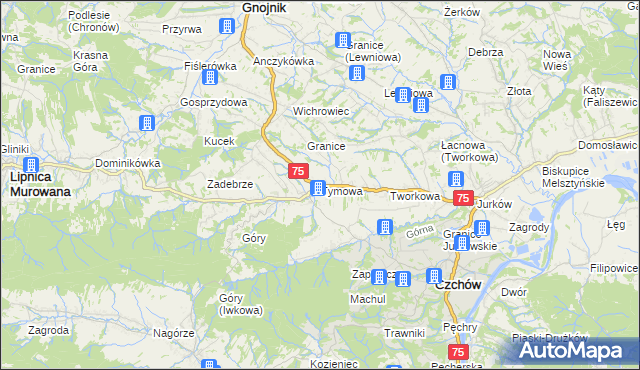 mapa Tymowa gmina Czchów, Tymowa gmina Czchów na mapie Targeo