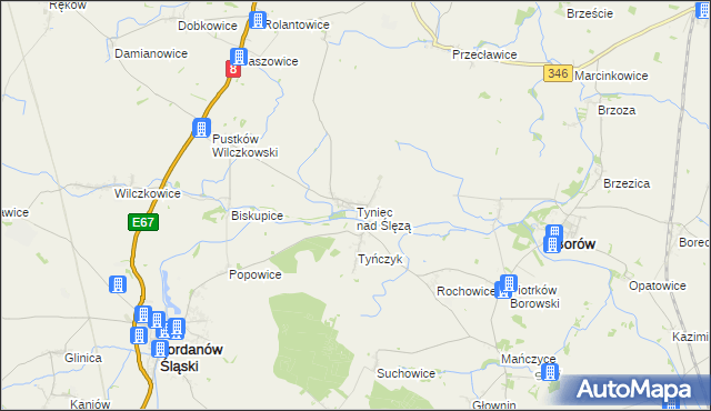 mapa Tyniec nad Ślęzą, Tyniec nad Ślęzą na mapie Targeo