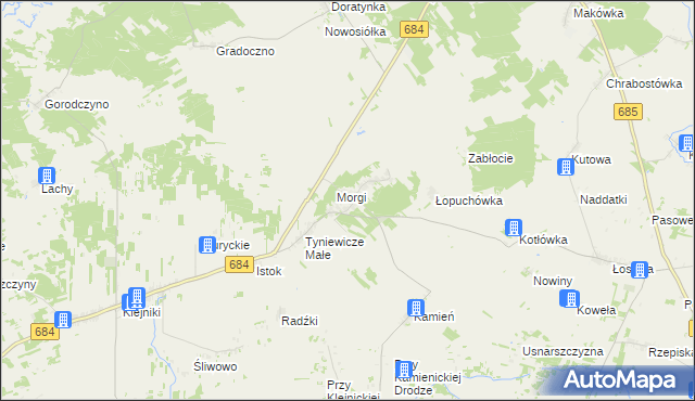 mapa Tyniewicze Duże, Tyniewicze Duże na mapie Targeo