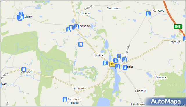 mapa Tywica, Tywica na mapie Targeo