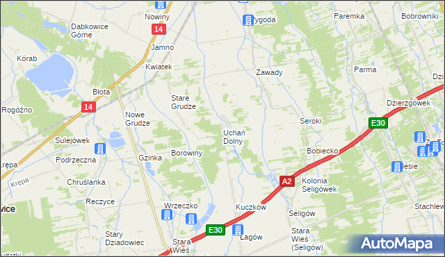 mapa Uchań Dolny, Uchań Dolny na mapie Targeo