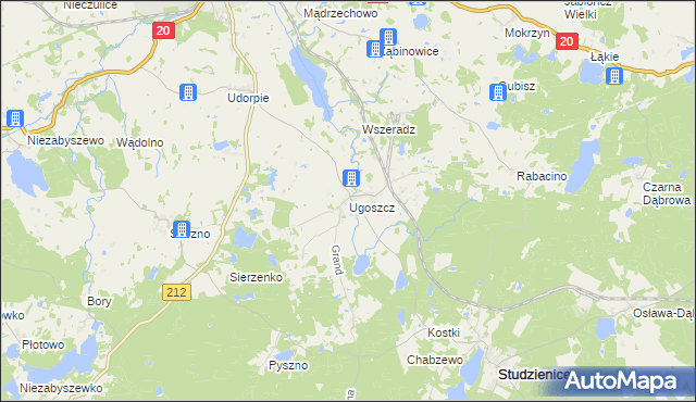 mapa Ugoszcz gmina Studzienice, Ugoszcz gmina Studzienice na mapie Targeo