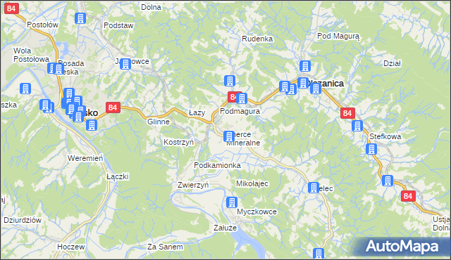 mapa Uherce Mineralne, Uherce Mineralne na mapie Targeo