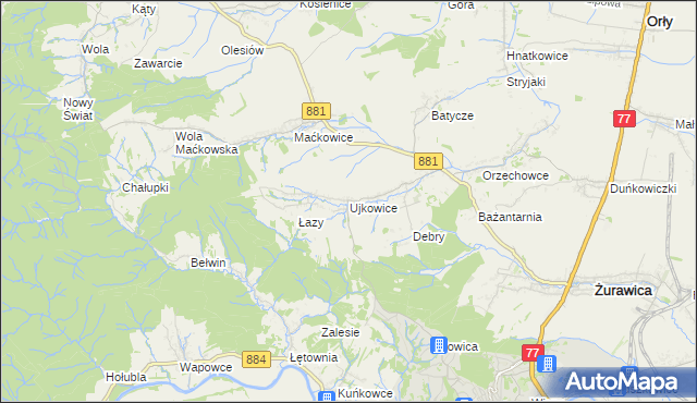 mapa Ujkowice, Ujkowice na mapie Targeo