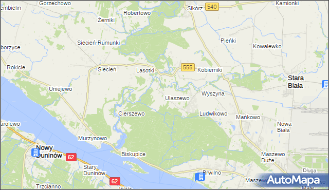 mapa Ulaszewo, Ulaszewo na mapie Targeo