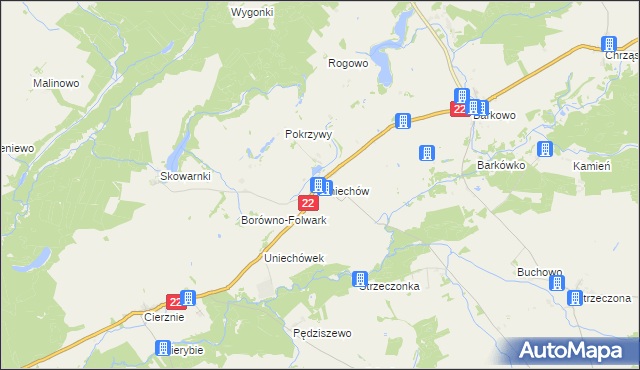 mapa Uniechów, Uniechów na mapie Targeo