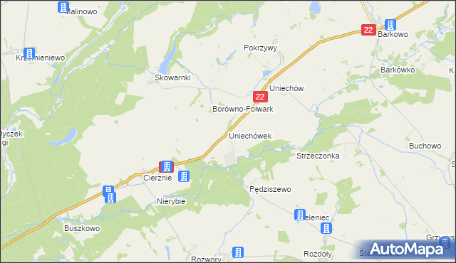 mapa Uniechówek, Uniechówek na mapie Targeo