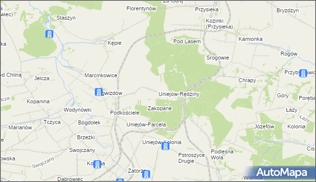 mapa Uniejów-Rędziny, Uniejów-Rędziny na mapie Targeo