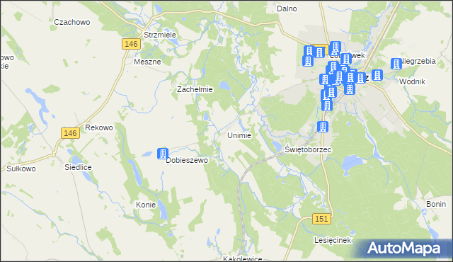 mapa Unimie, Unimie na mapie Targeo