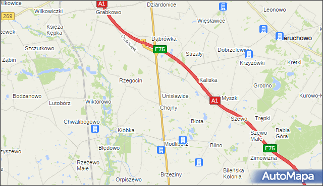 mapa Unisławice, Unisławice na mapie Targeo