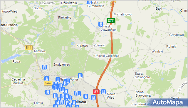 mapa Uniszki-Cegielnia, Uniszki-Cegielnia na mapie Targeo