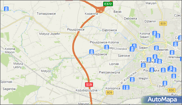 mapa Uniszowice, Uniszowice na mapie Targeo