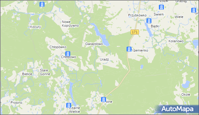 mapa Uradz, Uradz na mapie Targeo