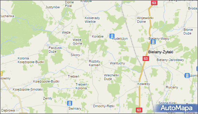 mapa Urbanki gmina Bielany, Urbanki gmina Bielany na mapie Targeo