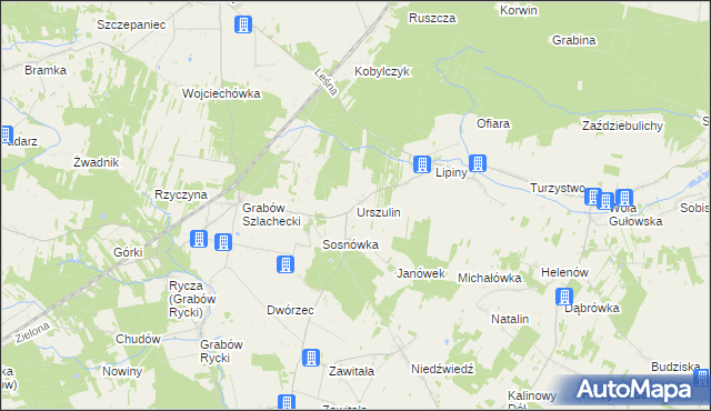 mapa Urszulin gmina Nowodwór, Urszulin gmina Nowodwór na mapie Targeo