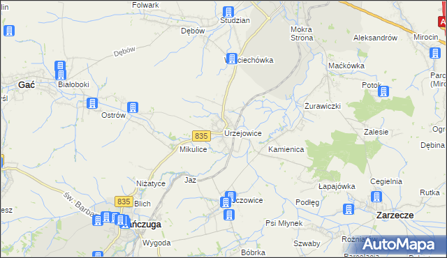 mapa Urzejowice, Urzejowice na mapie Targeo