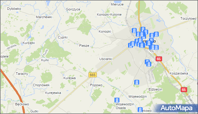 mapa Uścianki gmina Grajewo, Uścianki gmina Grajewo na mapie Targeo