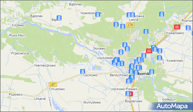 mapa Uścikówiec, Uścikówiec na mapie Targeo